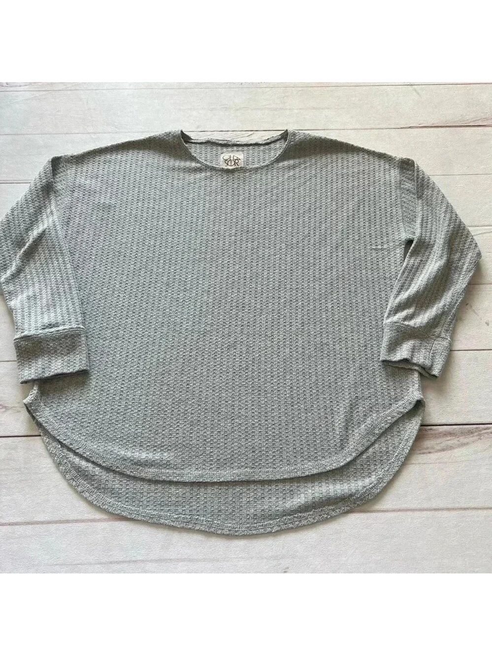 Chaser Womens Gray Waffle Knit Thermal Top Button Long Sleeve Tunic Top … - Picture 9 of 9